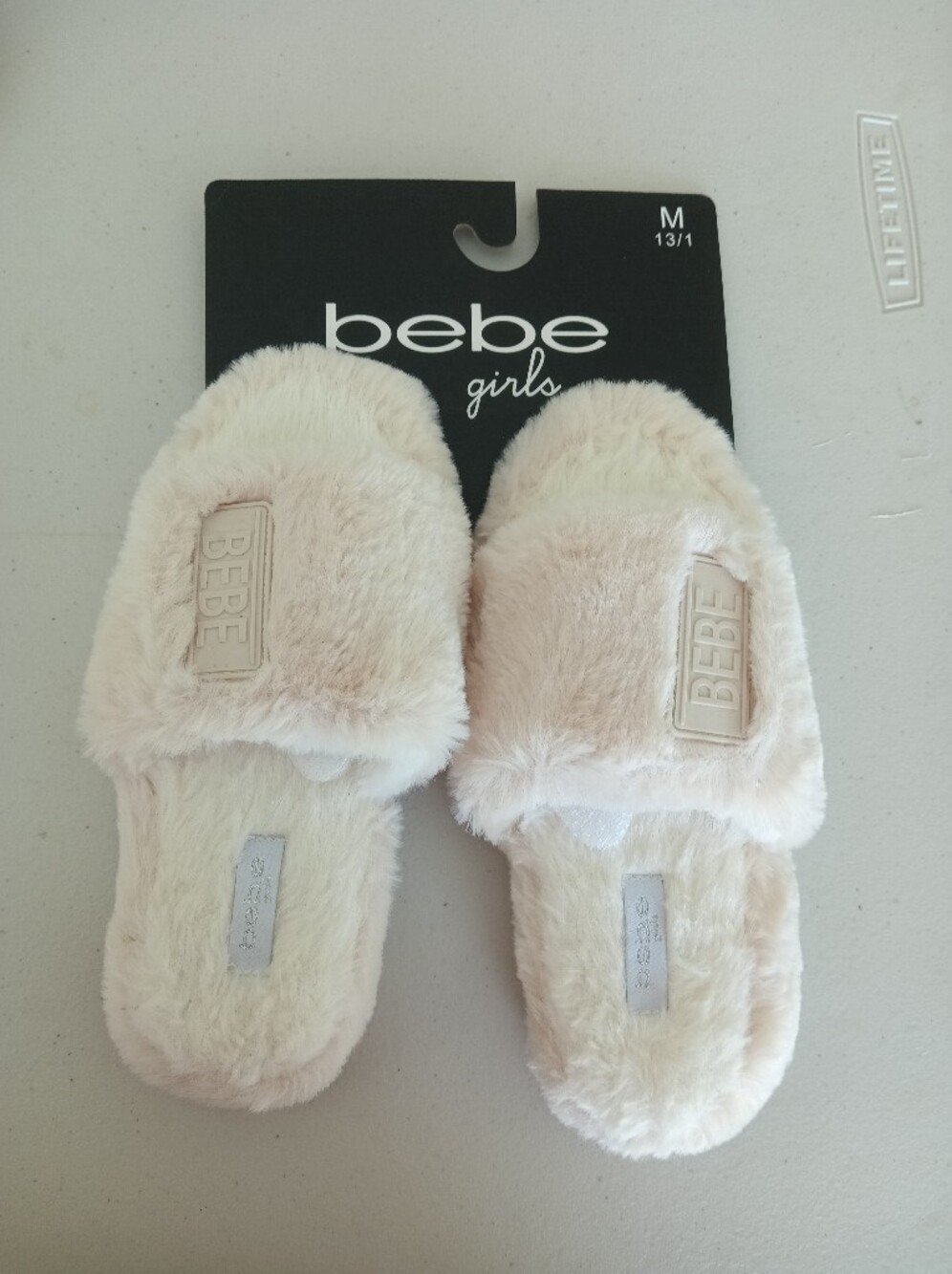 bebe girls Plush Faux-Fur Slide Slippers